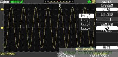 1KHz信號(hào) ，打開數(shù)字濾波，測(cè)量值為1KHz