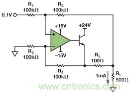 圖3.IOUT= 1 mA的示例電路。