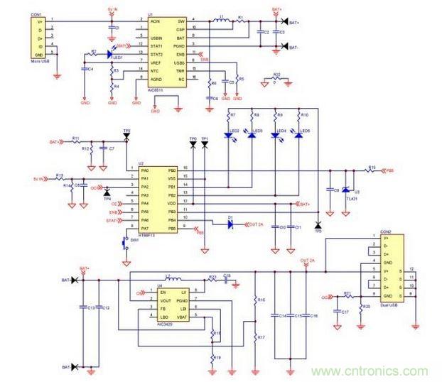 移動(dòng)電源電路。