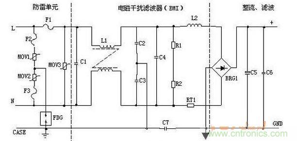 輸入濾波、整流回路原理圖