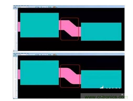 有效的PCB 設(shè)計工具會自動考慮用于繪制形狀的線型，以計算準(zhǔn)確的線條寬度，幫助您輕松創(chuàng)建尖拐角。