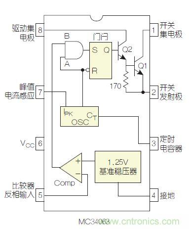 圖2：MC34063是該電路核心。