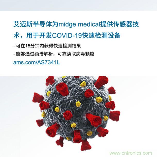 艾邁斯為midge medical提供傳感器技術(shù)，用于開發(fā)COVID-19快速檢測設(shè)備