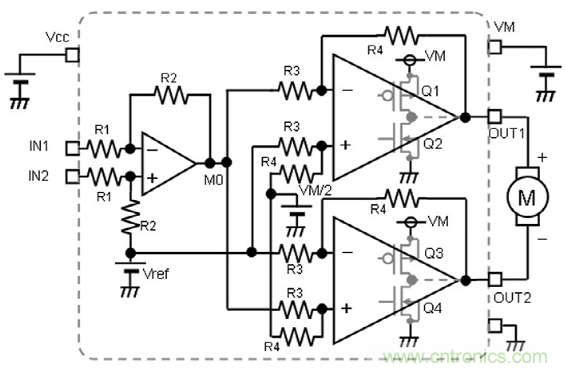 BTL功放電路的有刷直流電機(jī)驅(qū)動(dòng)：線(xiàn)性電壓驅(qū)動(dòng)